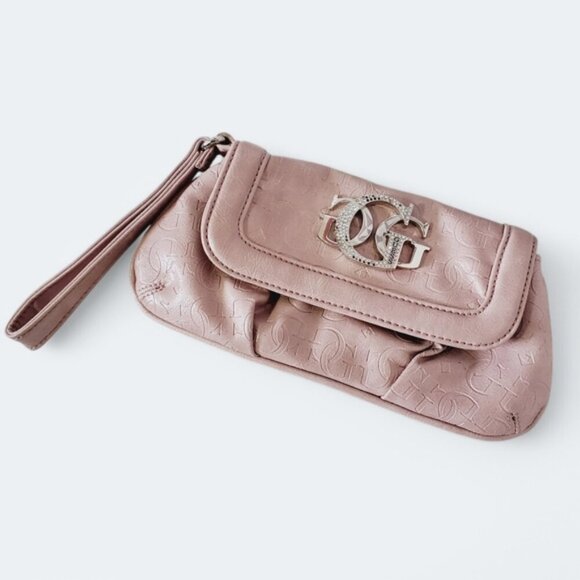 Guess Y2K Pink Mean Girls Embelisshed genuine Leather Wristlet Wallet - Picture 1 of 6